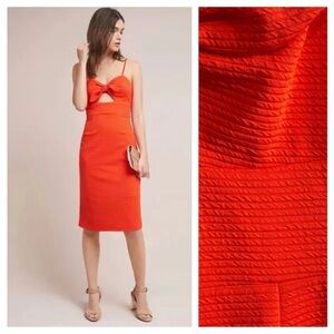 Anthropologie Hutch Red Tropicale Knotted Mini Dress L Party Wedding Cottagecore